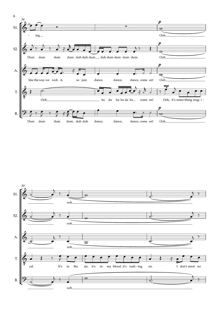 Can't Stop The Feeling! (arr. Doug Watts) SSATB scores gallery preview page 6
