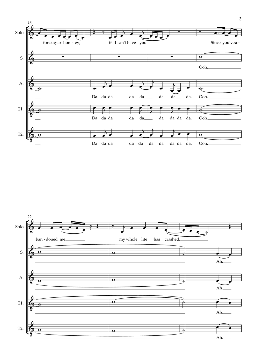 Walking On Broken Glass (arr. Abi Moore) SSATB scores gallery preview page 3
