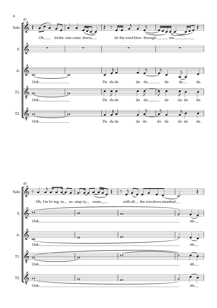 Walking On Broken Glass (arr. Abi Moore) SSATB scores gallery preview page 6