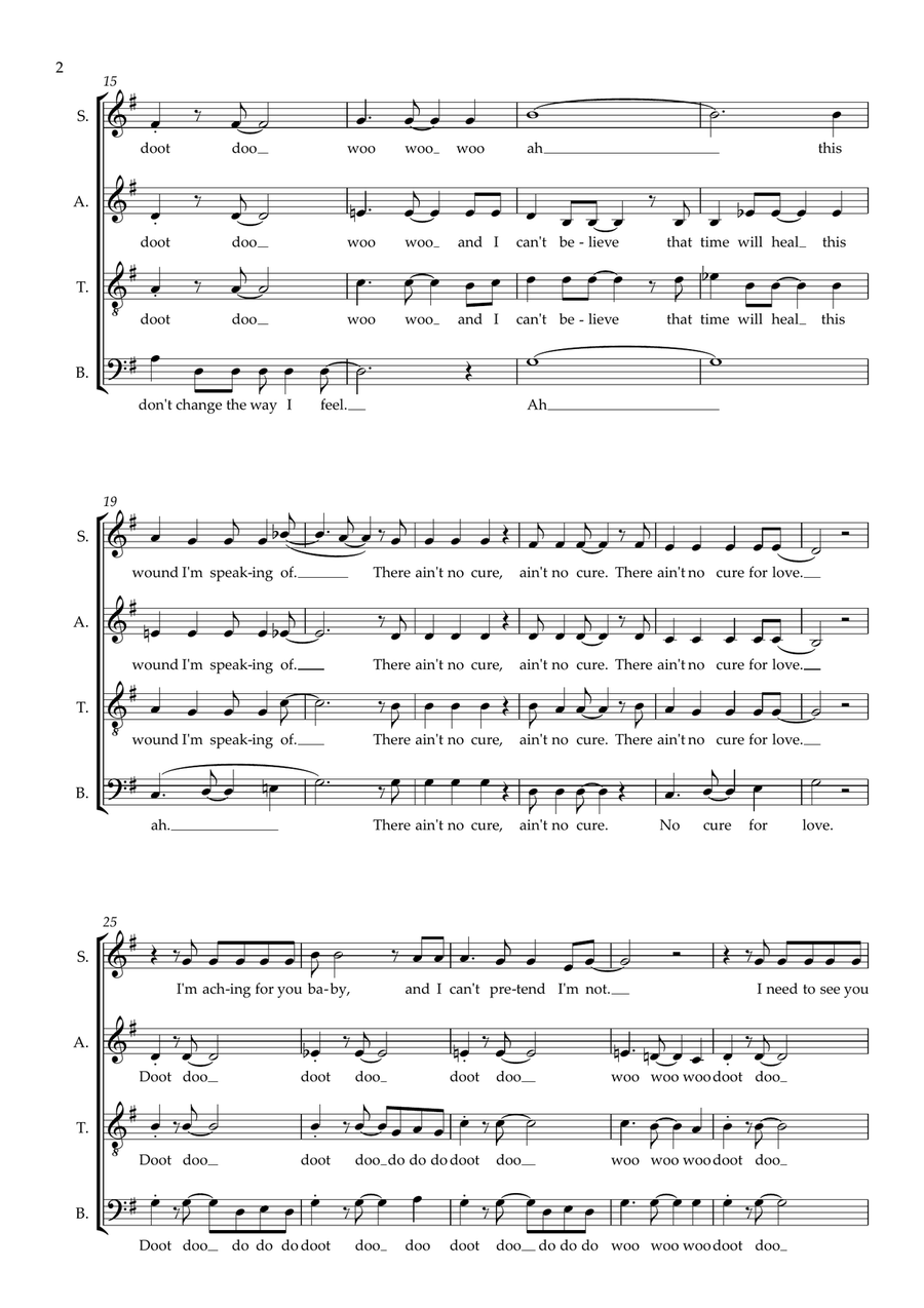 Ain't No Cure For Love (arr. Val Regan) 4-Part scores gallery preview page 2