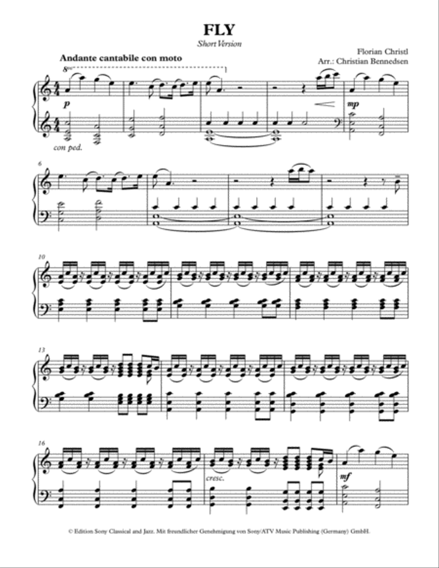 Fly Piano Solo scores gallery preview page 1