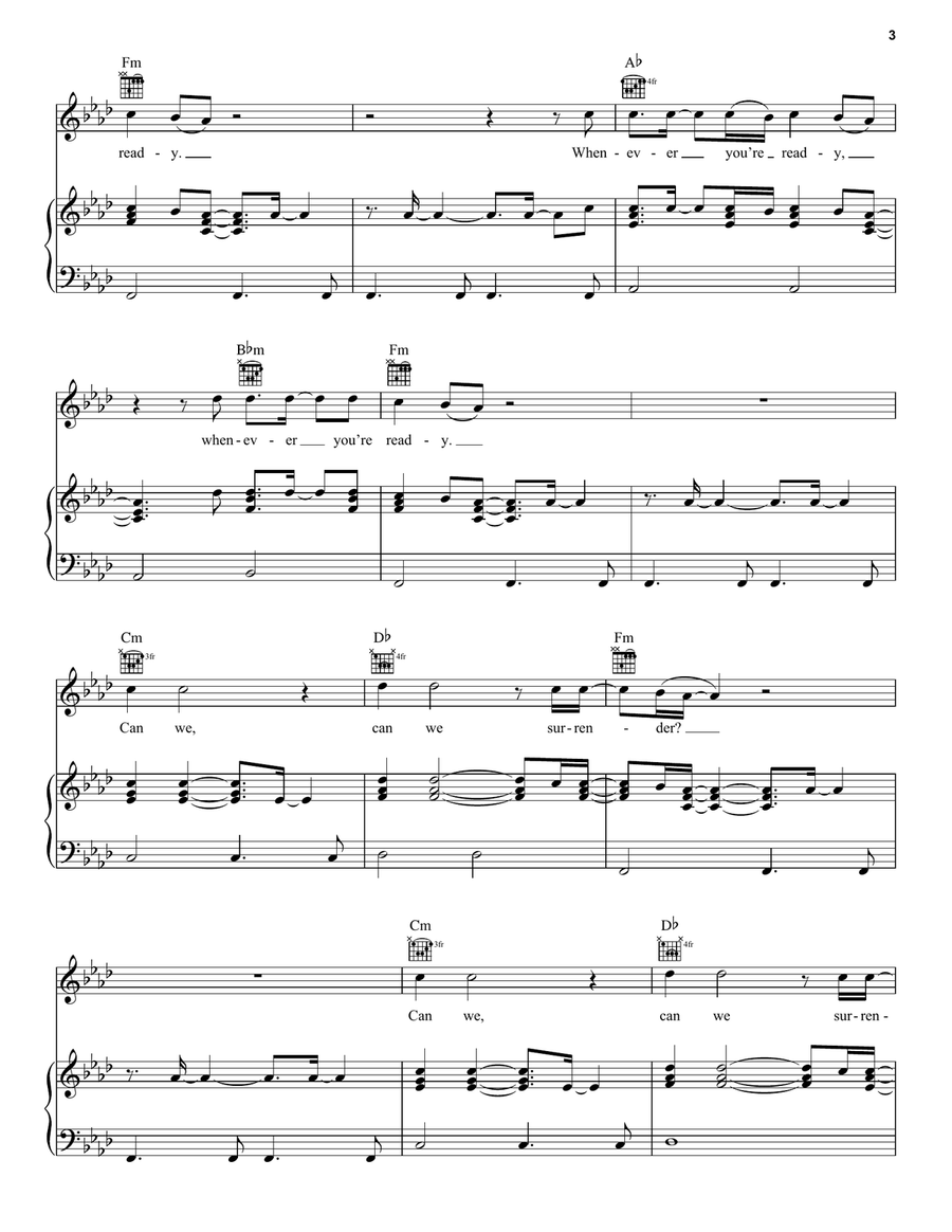 Surrender Surrender Piano, Vocal, Guitar scores gallery preview page 3