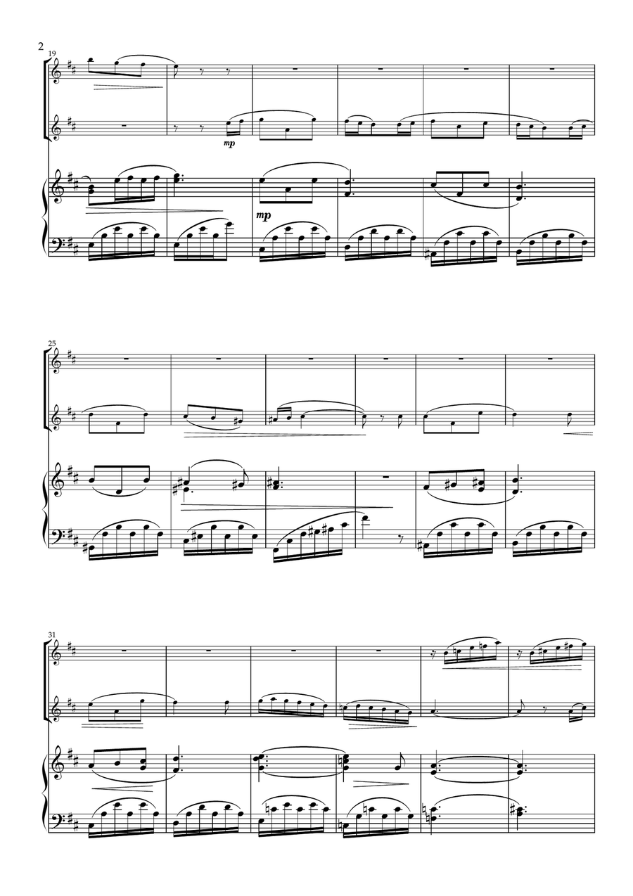 Sunflowers. Flute Duet and Piano- Intermediate Flute Duet scores gallery preview page 3
