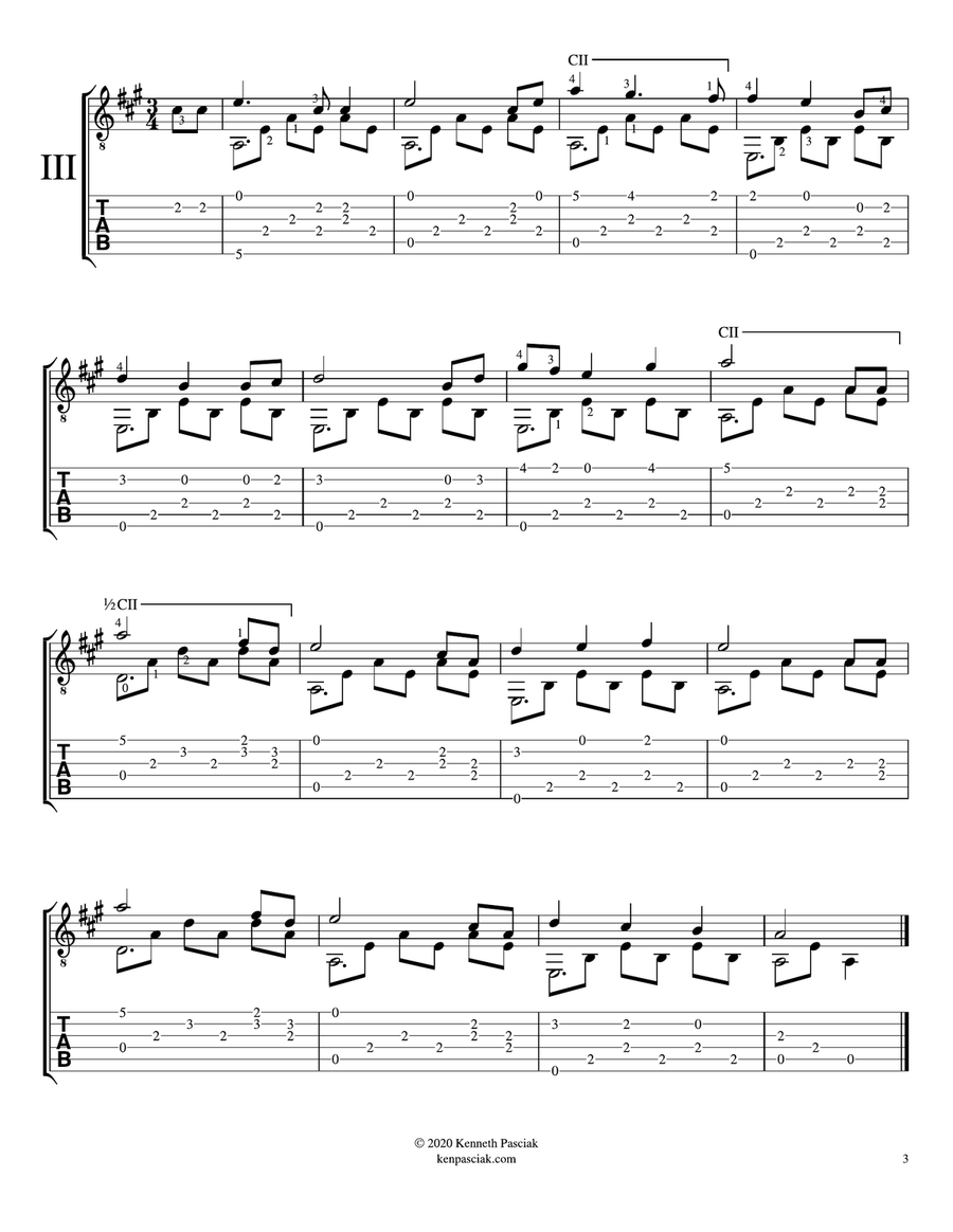 Wiegenlied (Brahms's Lullaby) for Solo Guitar Classical Guitar scores gallery preview page 5