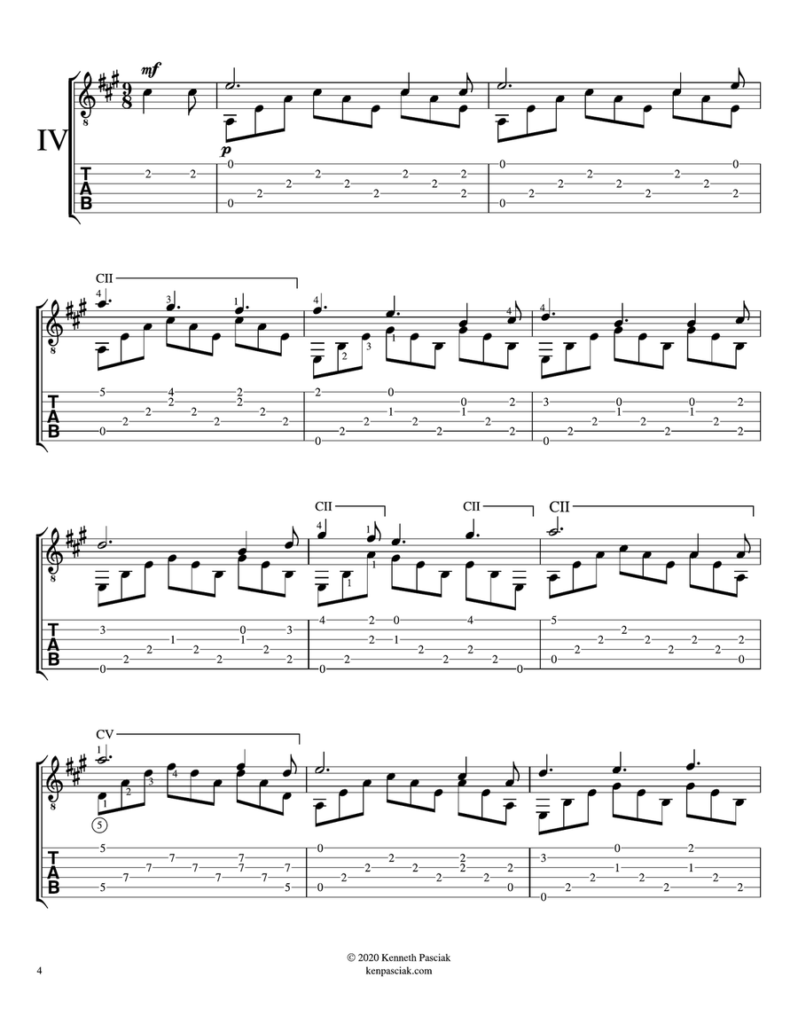 Wiegenlied (Brahms's Lullaby) for Solo Guitar Classical Guitar scores gallery preview page 6