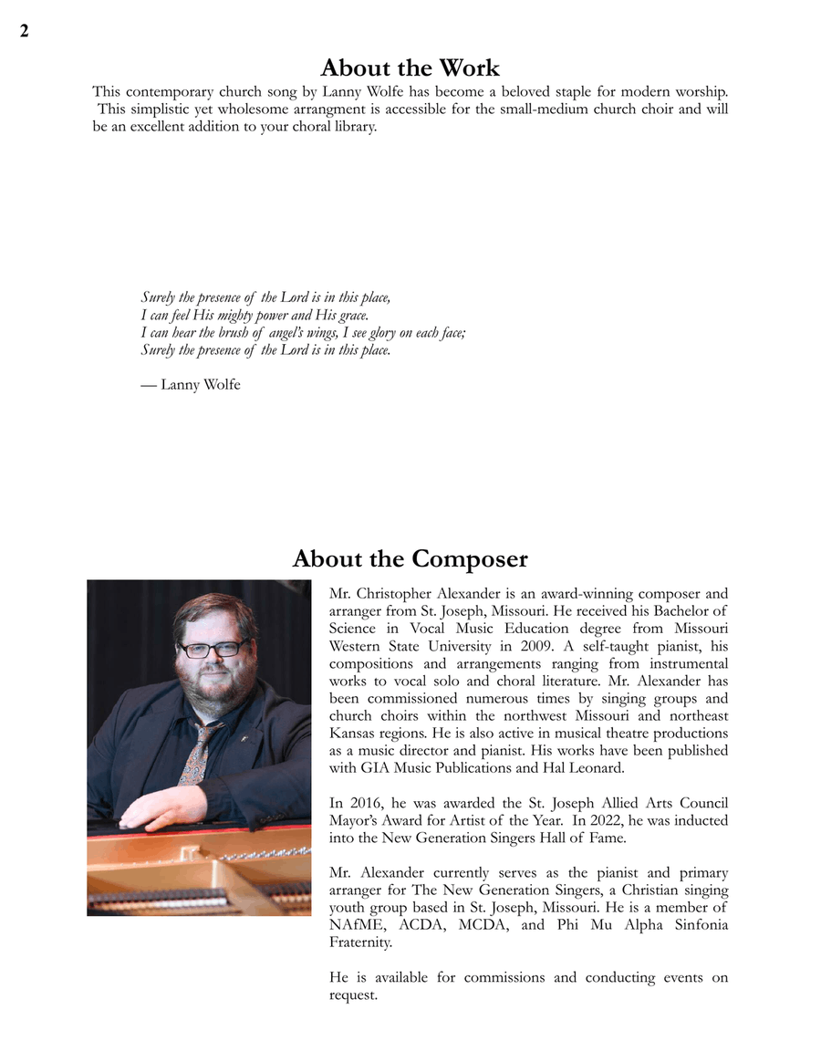 Surely The Presence Of The Lord Is In This Place 4-Part scores gallery preview page 2