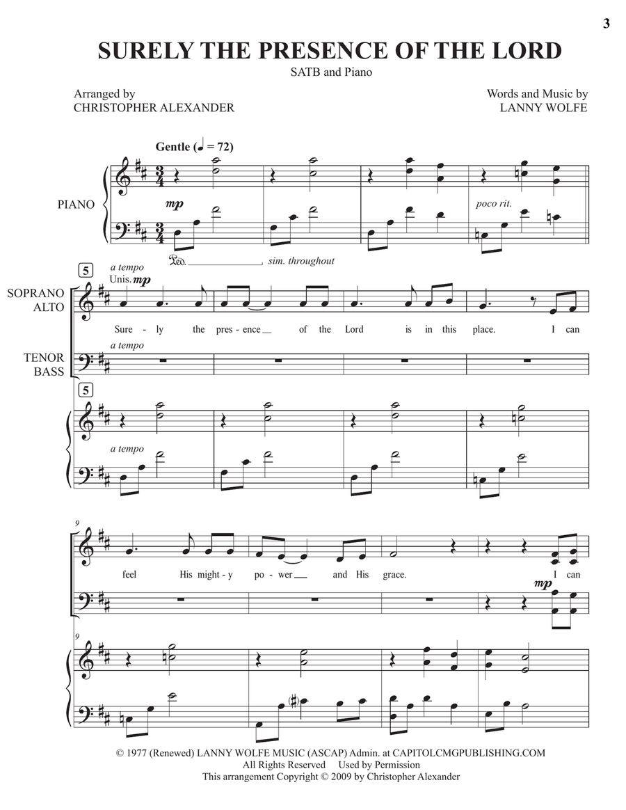 Surely The Presence Of The Lord Is In This Place 4-Part scores gallery preview page 3