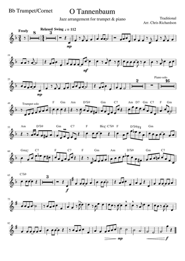 O Tannenbaum - Jazz Arrangement for Trumpet & Piano