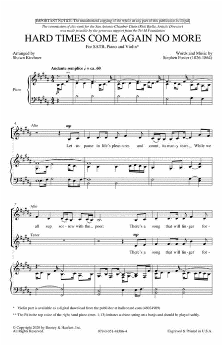 Hard Times Come Again No More 4-Part scores gallery preview page 4