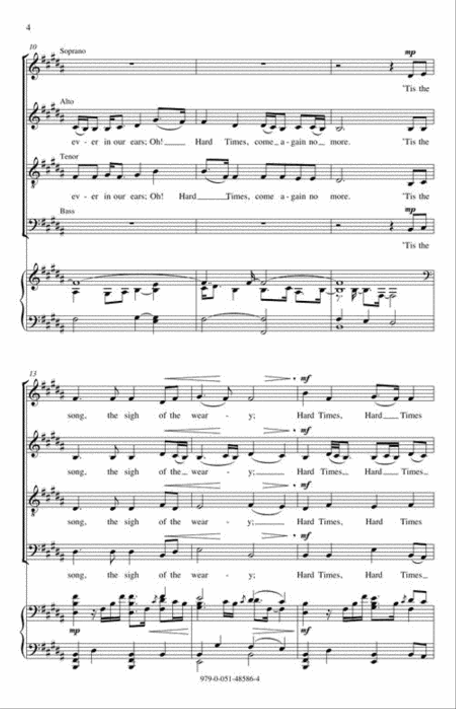 Hard Times Come Again No More 4-Part scores gallery preview page 5
