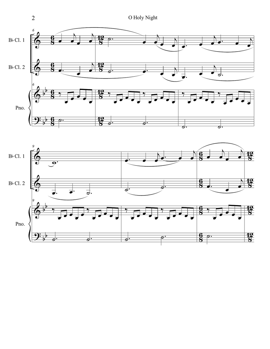 O Holy Night (clarinet duet) with piano accompaniment O Holy Night (clarinet duet) with piano accompaniment Clarinet Duet scores gallery preview page 2