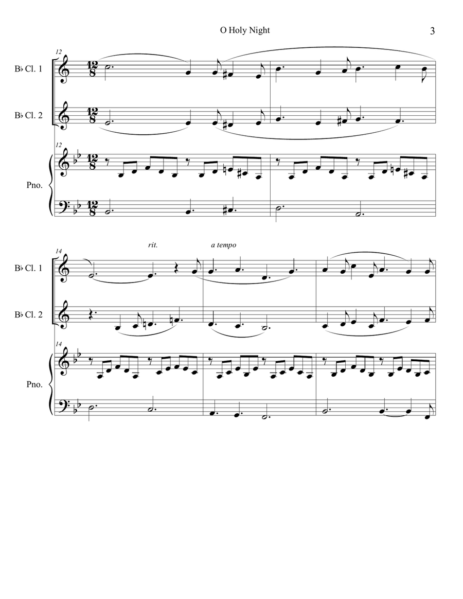 O Holy Night (clarinet duet) with piano accompaniment O Holy Night (clarinet duet) with piano accompaniment Clarinet Duet scores gallery preview page 3