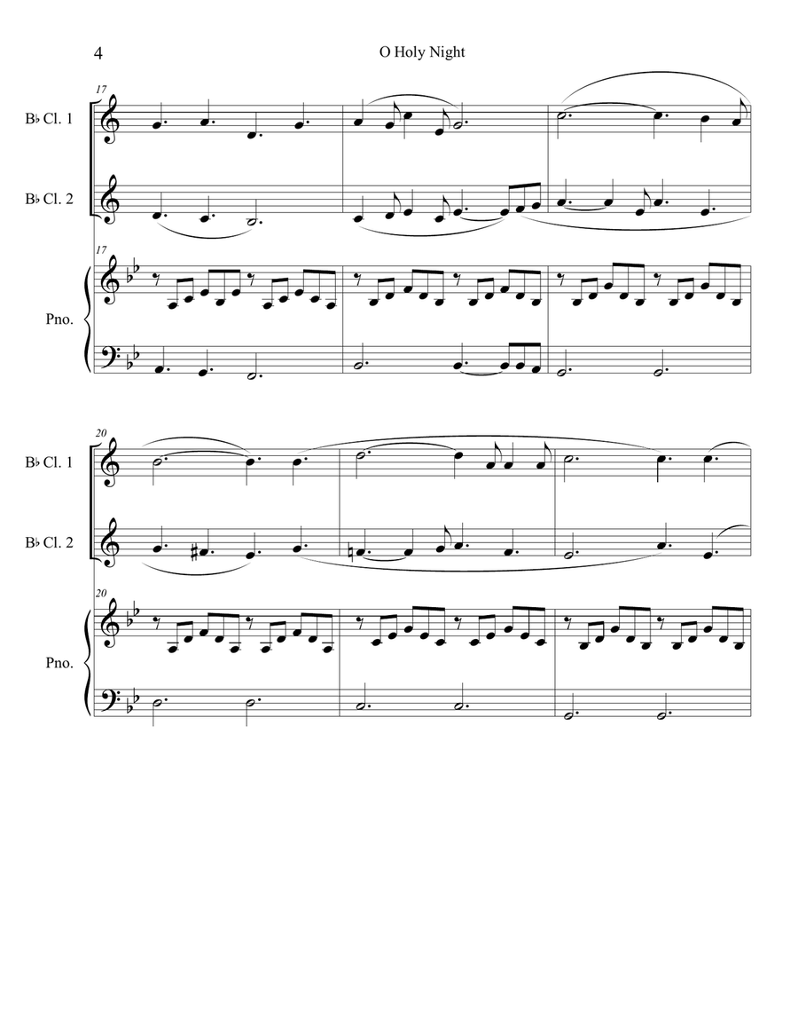 O Holy Night (clarinet duet) with piano accompaniment O Holy Night (clarinet duet) with piano accompaniment Clarinet Duet scores gallery preview page 4