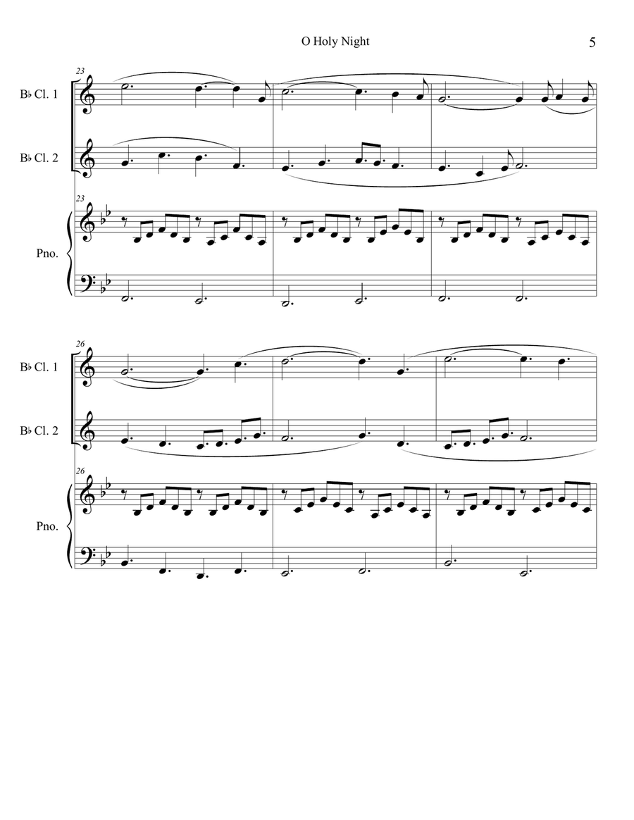 O Holy Night (clarinet duet) with piano accompaniment O Holy Night (clarinet duet) with piano accompaniment Clarinet Duet scores gallery preview page 5