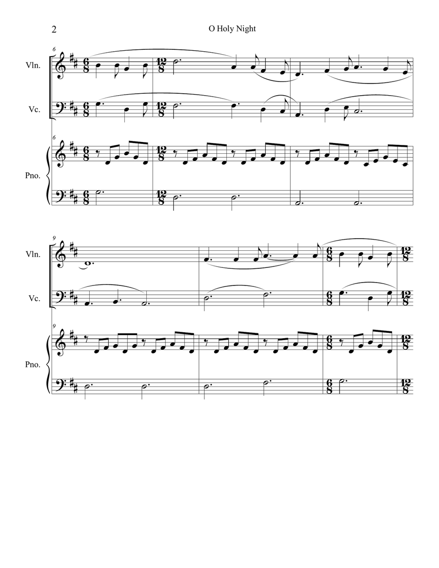 O Holy Night (violin and cello duet) with piano accompaniment O Holy Night (violin and cello duet) with piano accompaniment Piano Trio scores gallery preview page 2
