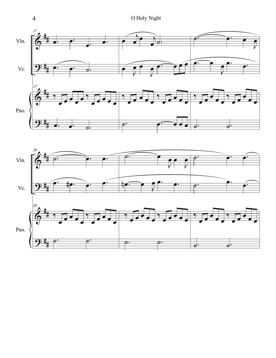 O Holy Night (violin and cello duet) with piano accompaniment O Holy Night (violin and cello duet) with piano accompaniment Piano Trio scores gallery preview page 4
