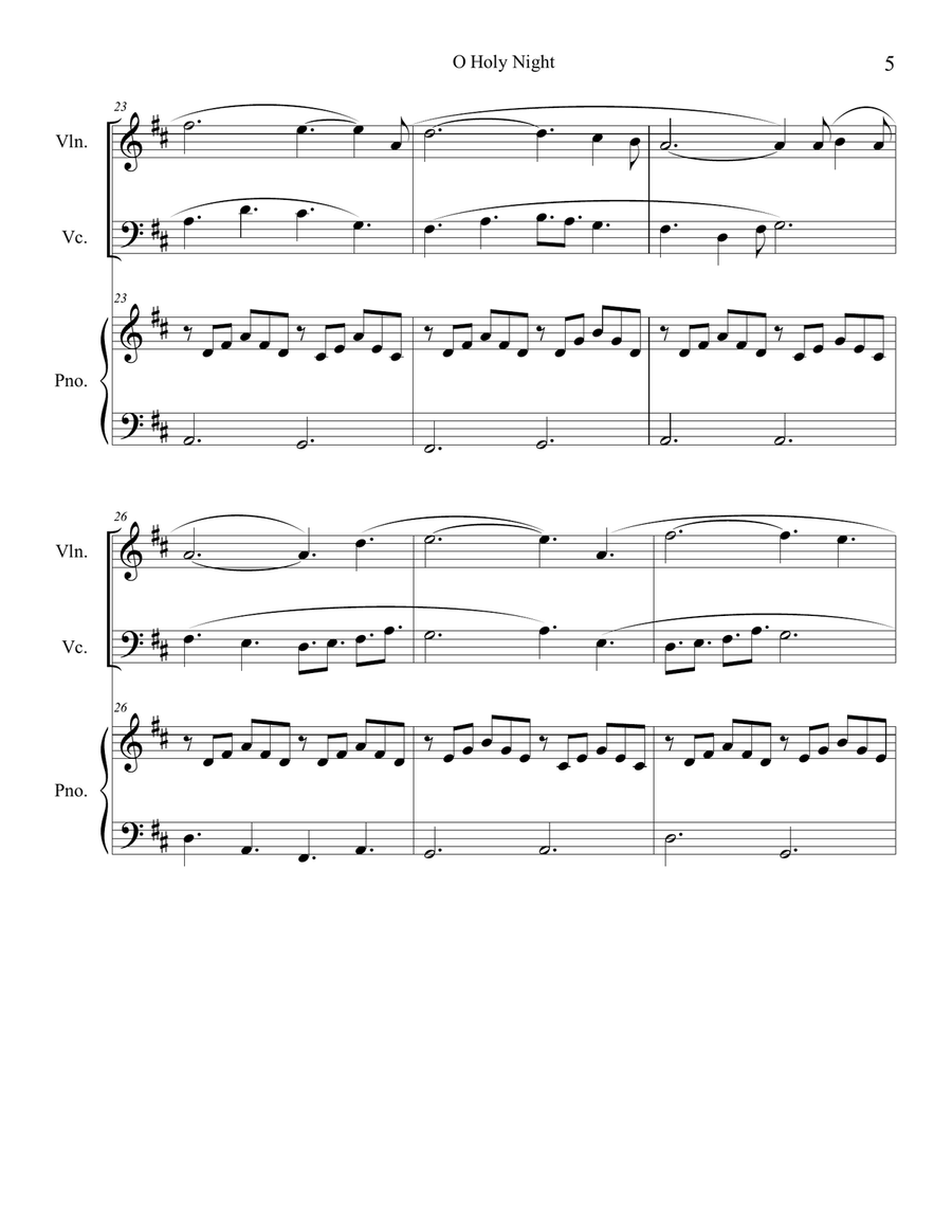 O Holy Night (violin and cello duet) with piano accompaniment O Holy Night (violin and cello duet) with piano accompaniment Piano Trio scores gallery preview page 5