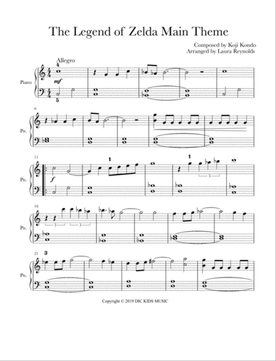 The Legend Of Zelda Easy Piano scores gallery preview page 1
