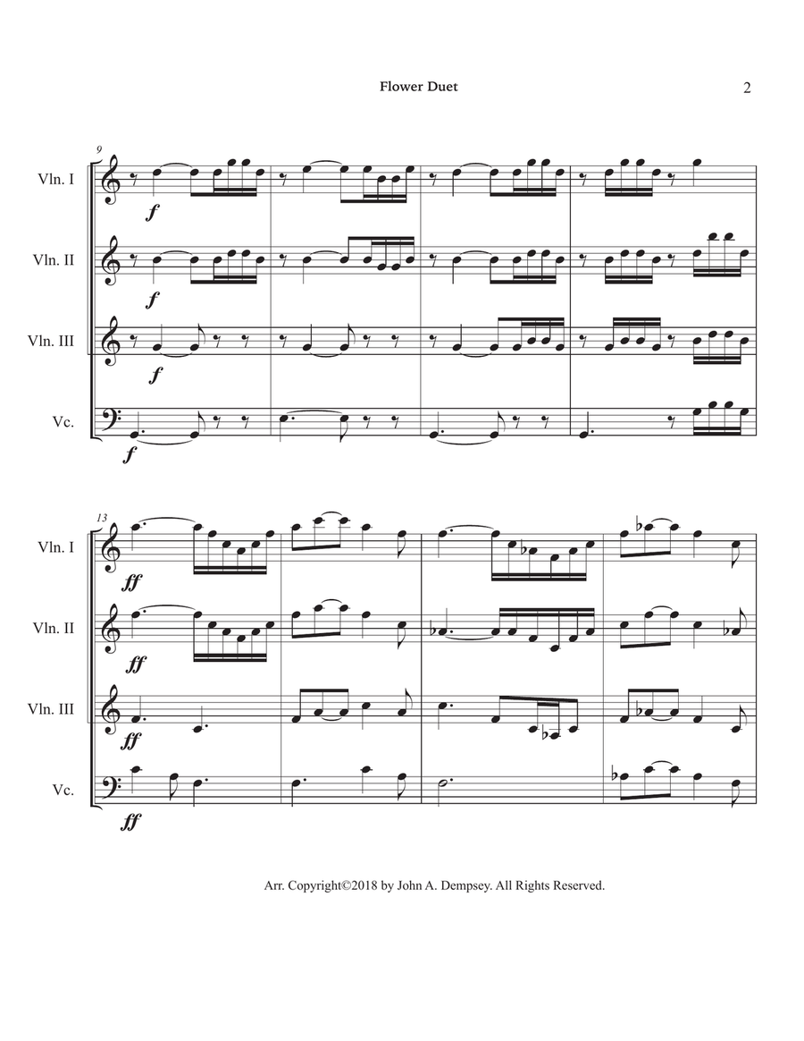 Flower Duet (String Quartet for Three Violins and Cello) String Quartet scores gallery preview page 6