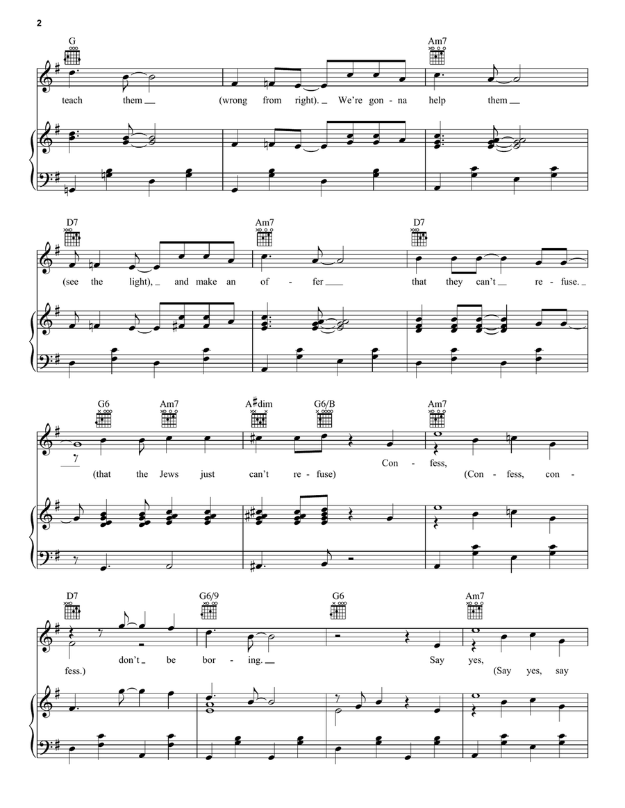 The Inquisition (from The History Of The World, Part I) Piano, Vocal, Guitar scores gallery preview page 2