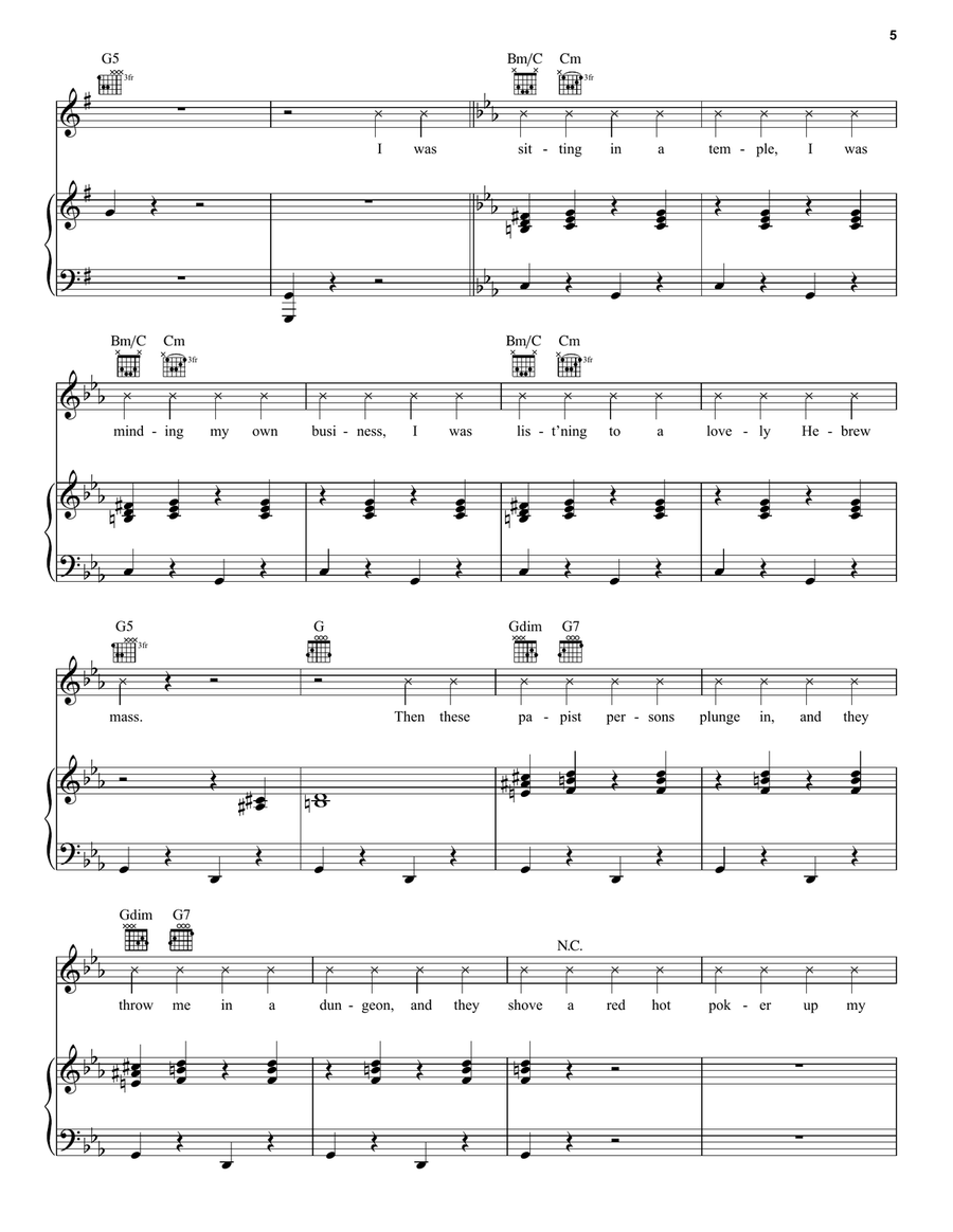 The Inquisition (from The History Of The World, Part I) Piano, Vocal, Guitar scores gallery preview page 5