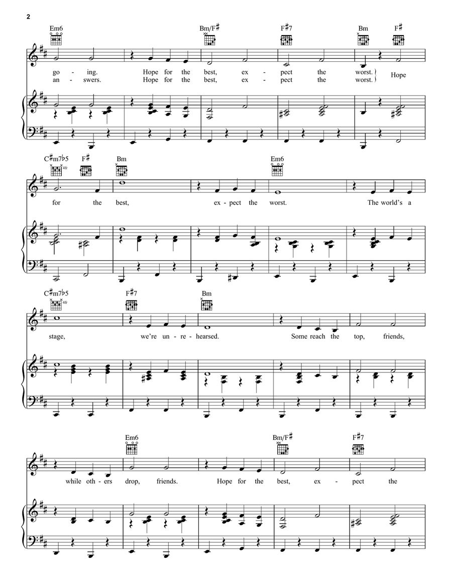 Hope For The Best, Expect The Worst (from The Twelve Chairs) Piano, Vocal, Guitar scores gallery preview page 2