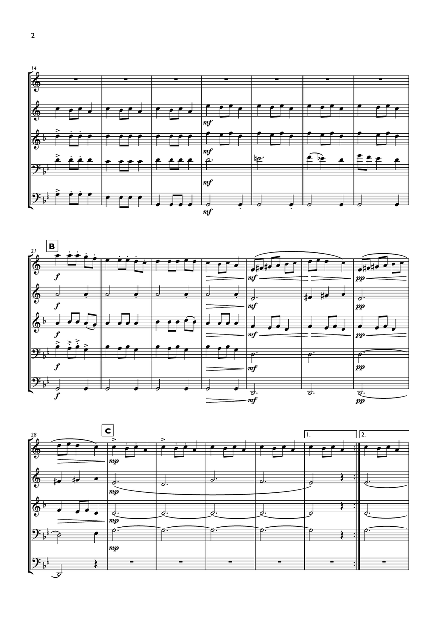 Carol of the Bells for Brass Quintet Brass Quintet scores gallery preview page 2