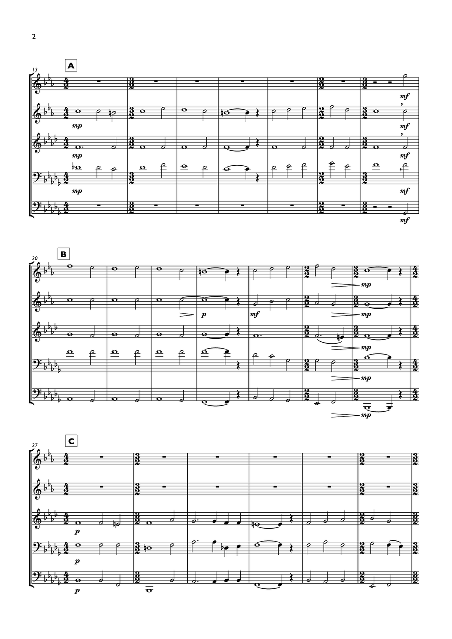 Coventry Carol for Brass Quintet Brass Quintet scores gallery preview page 2