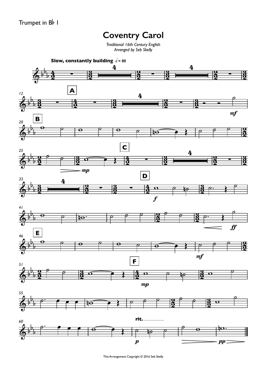 Coventry Carol for Brass Quintet Brass Quintet scores gallery preview page 5