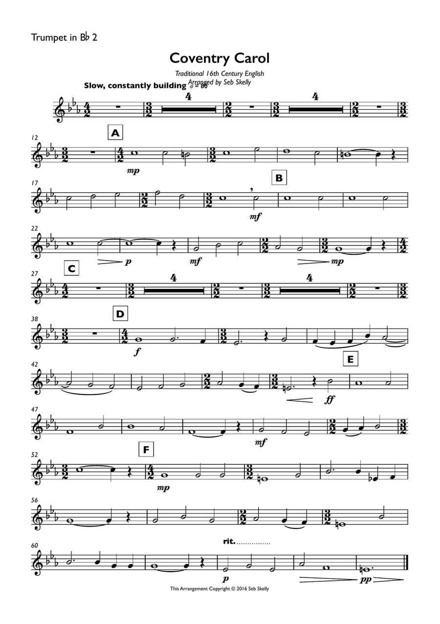 Coventry Carol for Brass Quintet Brass Quintet scores gallery preview page 6