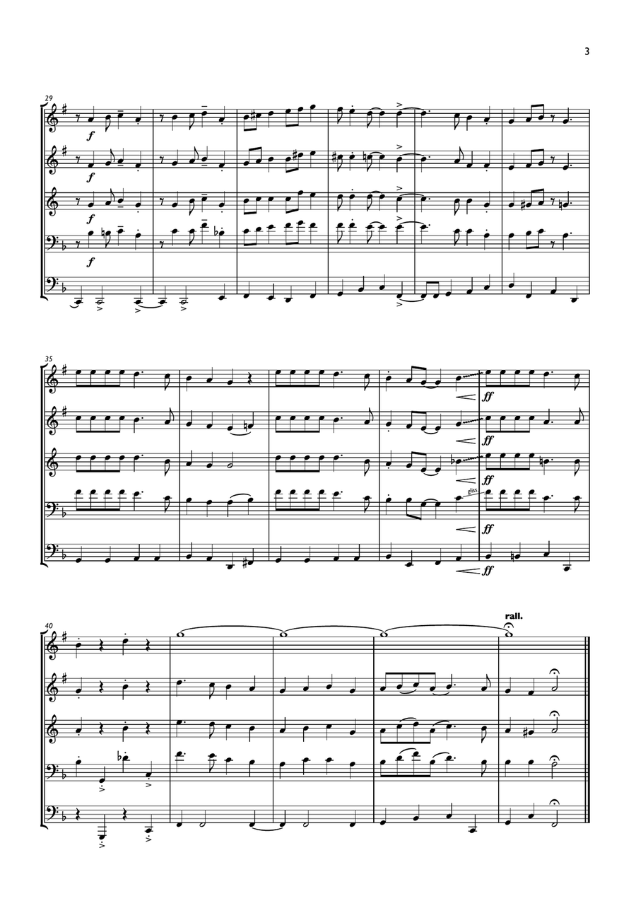 Deck the Halls (Big Band Style) for Brass Quintet Brass Quintet scores gallery preview page 3