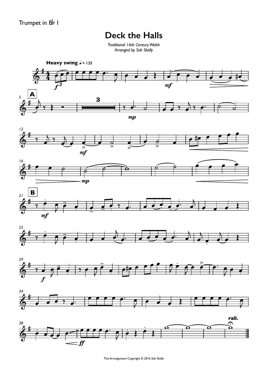 Deck the Halls (Big Band Style) for Brass Quintet Brass Quintet scores gallery preview page 4