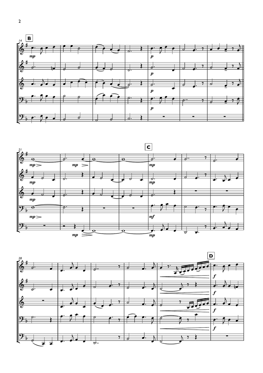 In The Bleak Midwinter (Holst) for Brass Quintet Brass Quintet scores gallery preview page 2