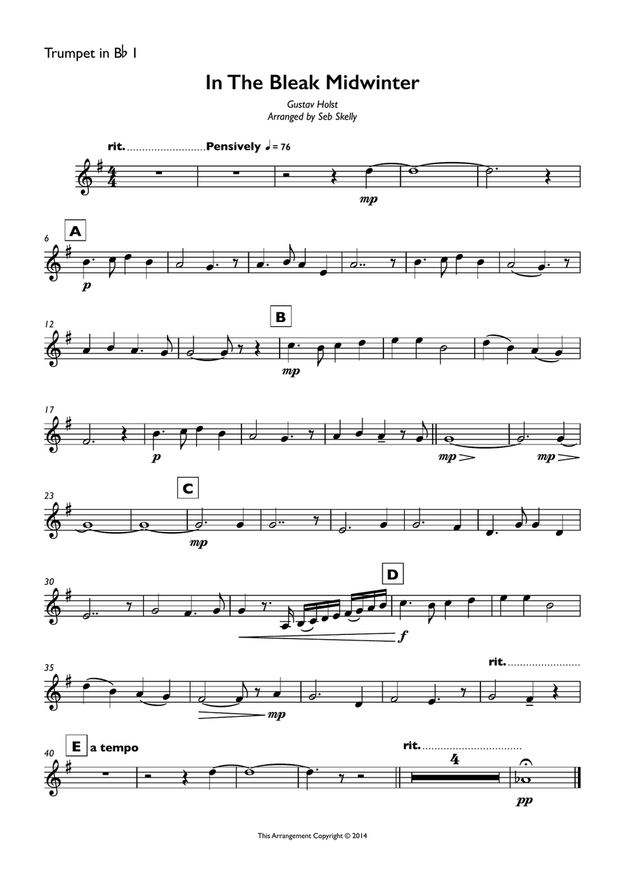 In The Bleak Midwinter (Holst) for Brass Quintet Brass Quintet scores gallery preview page 4