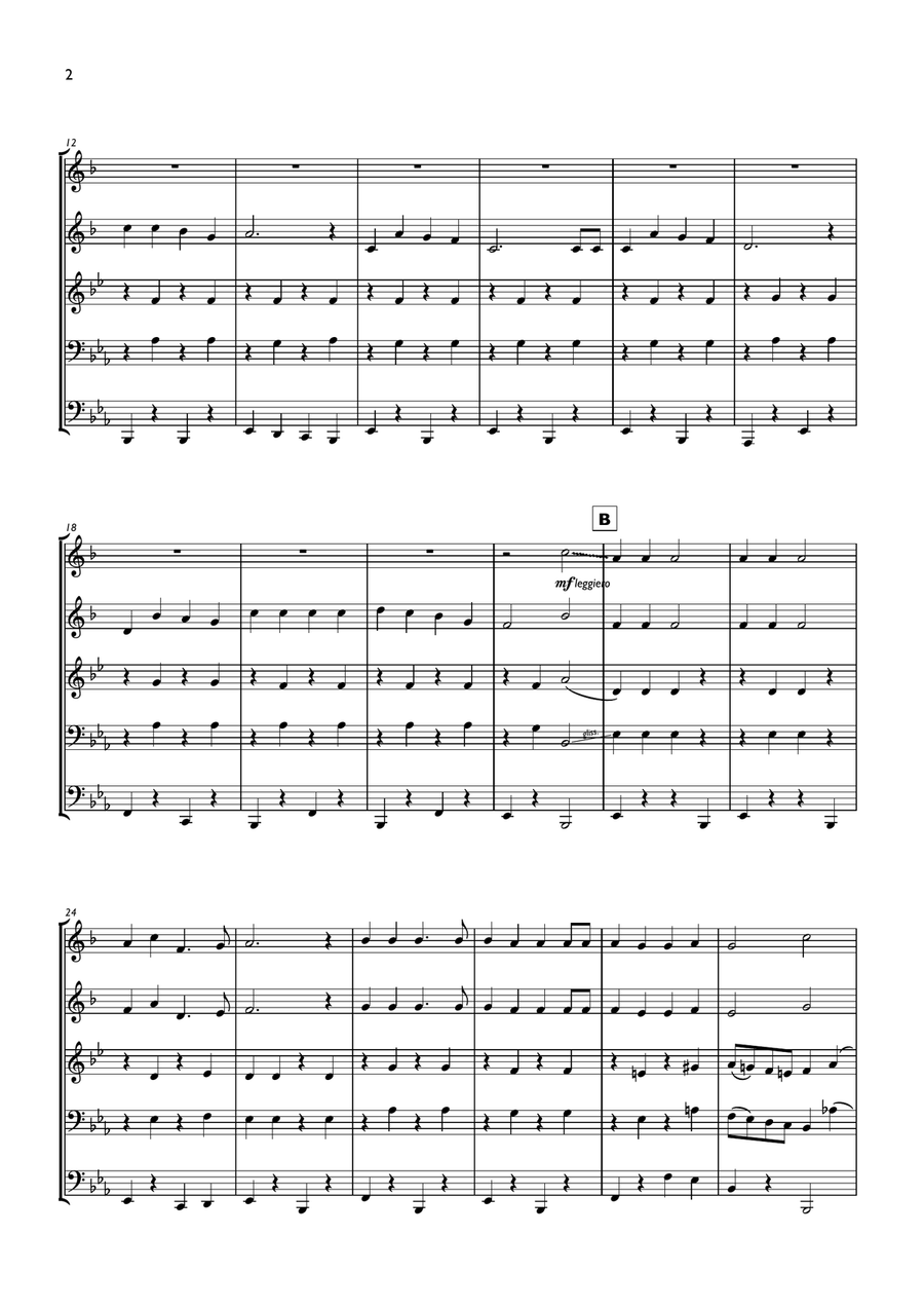 Jingle Bells (Swing) for Brass Quintet Brass Quintet scores gallery preview page 2