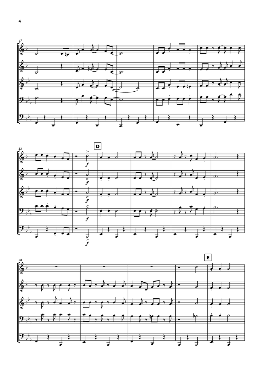 Jingle Bells (Swing) for Brass Quintet Brass Quintet scores gallery preview page 4