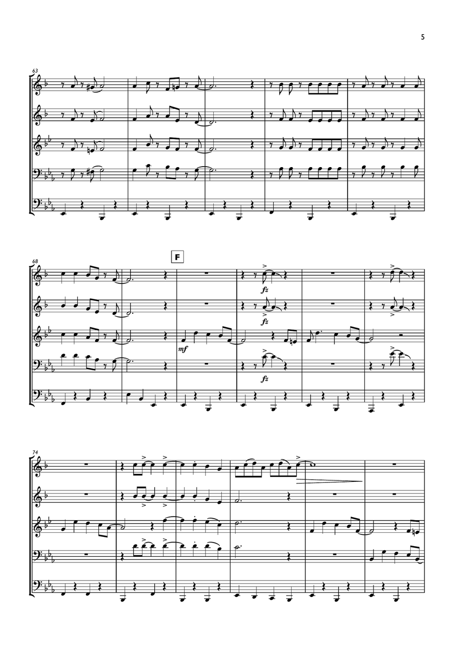 Jingle Bells (Swing) for Brass Quintet Brass Quintet scores gallery preview page 5