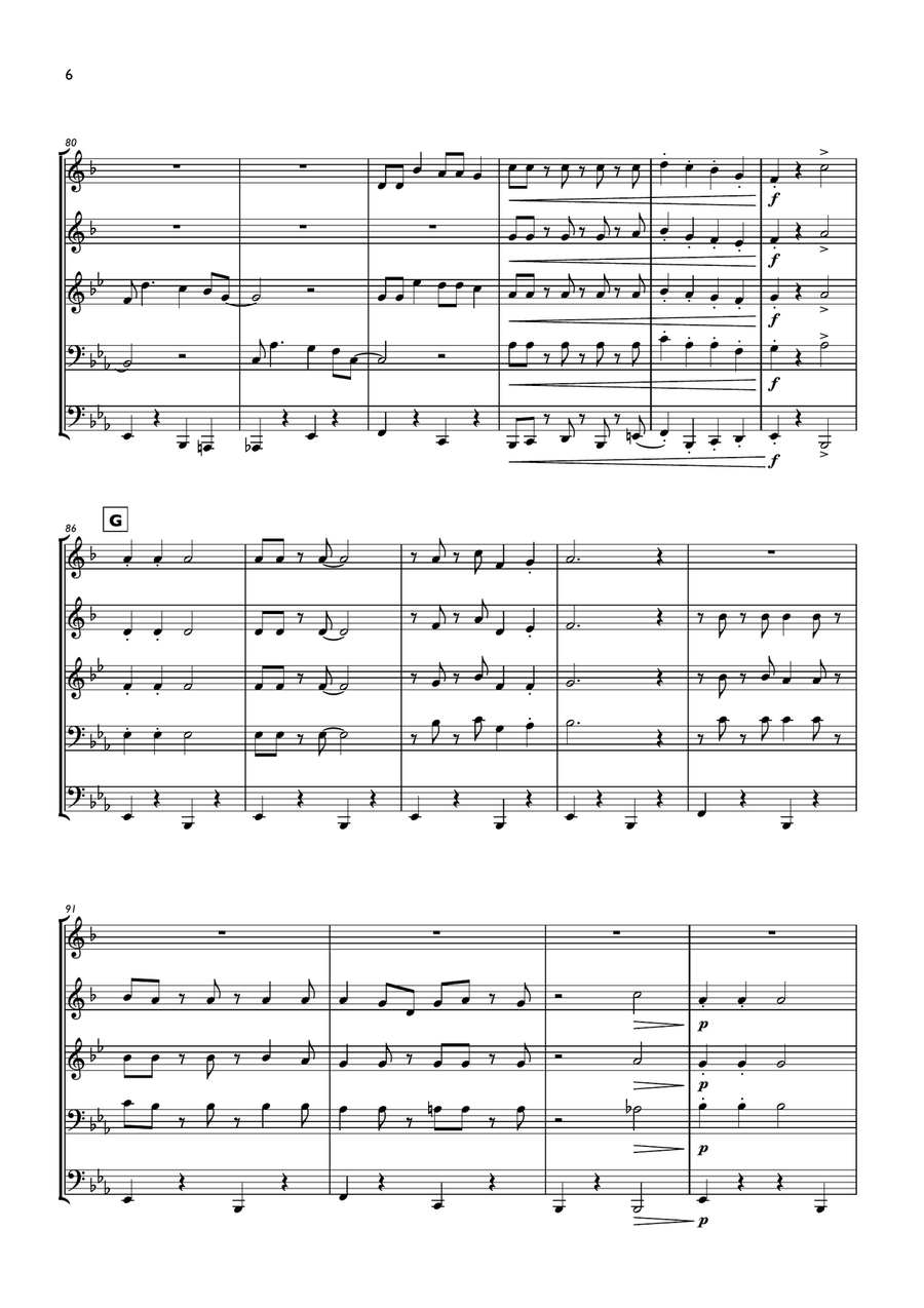 Jingle Bells (Swing) for Brass Quintet Brass Quintet scores gallery preview page 6
