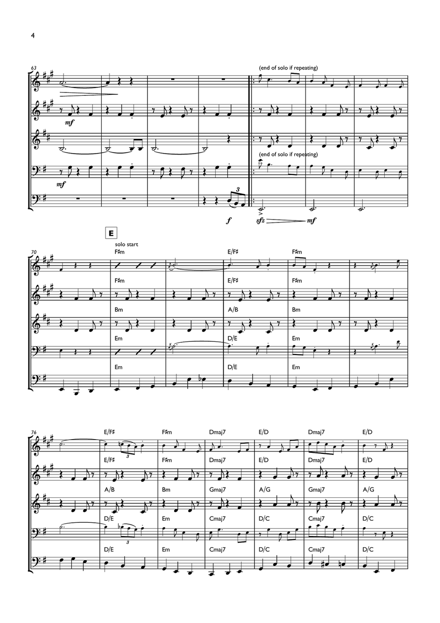 We Three Kings (Big Band Style) Brass Quintet Brass Quintet scores gallery preview page 4