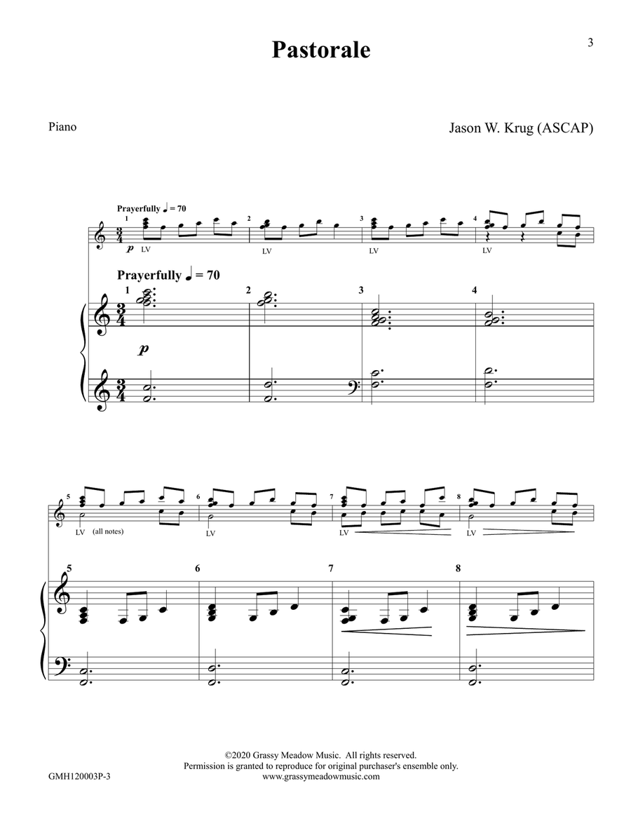 Pastorale (piano accompaniment for 12 handbell version) Handbell Choir scores gallery preview page 3