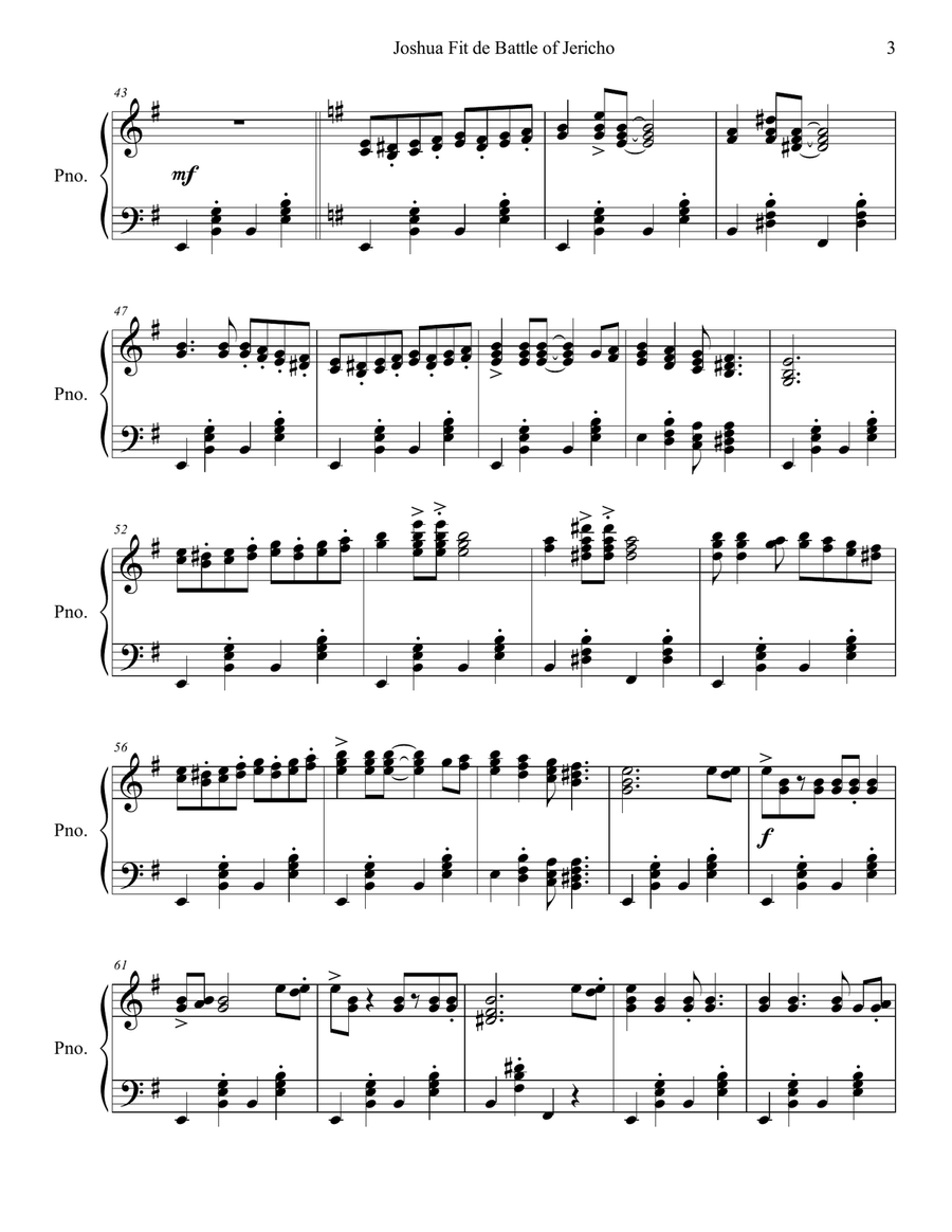 Joshua Fit de Battle of Jericho Piano Solo scores gallery preview page 3