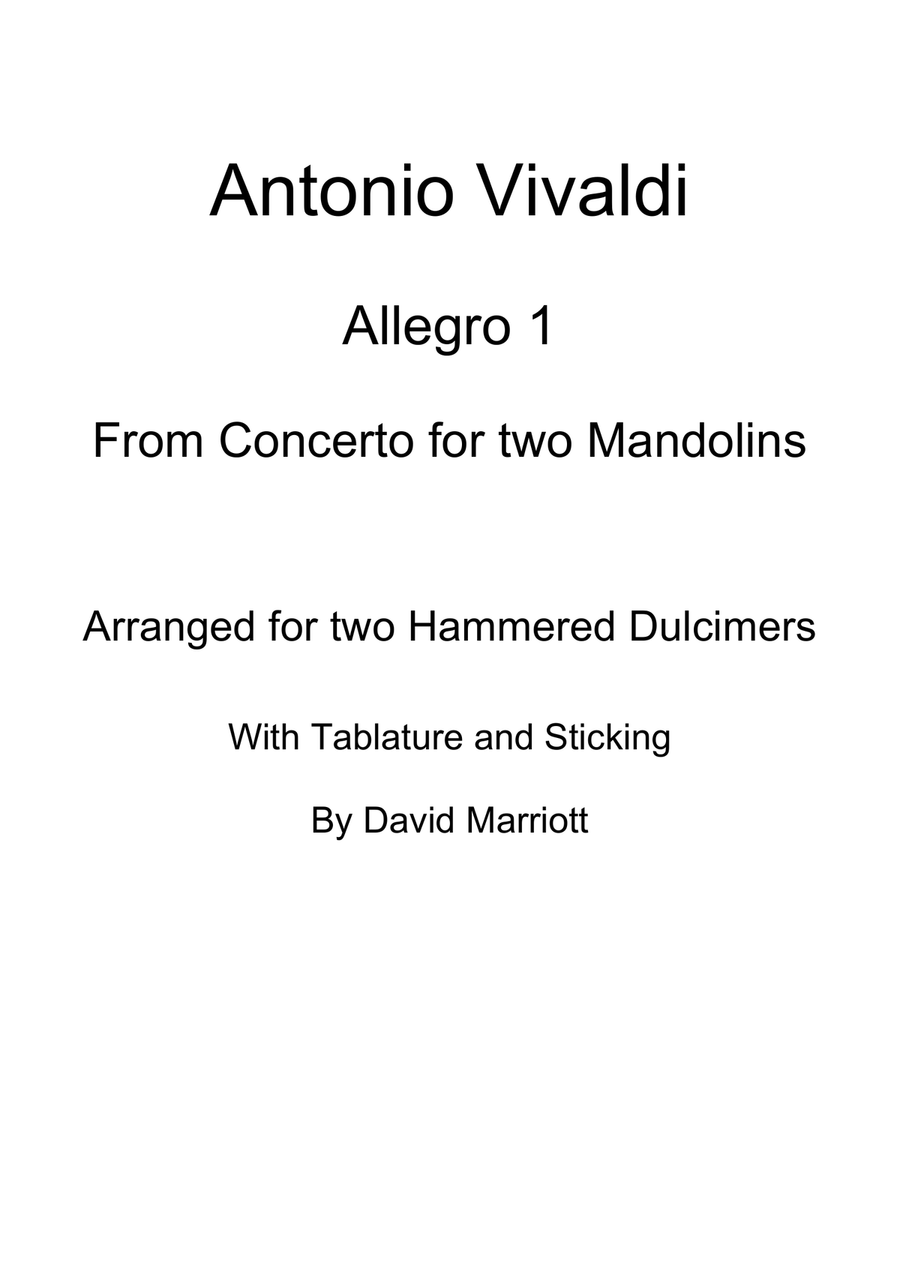 Allegro 1 from Concerto for two Mandolins Dulcimer scores gallery preview page 1