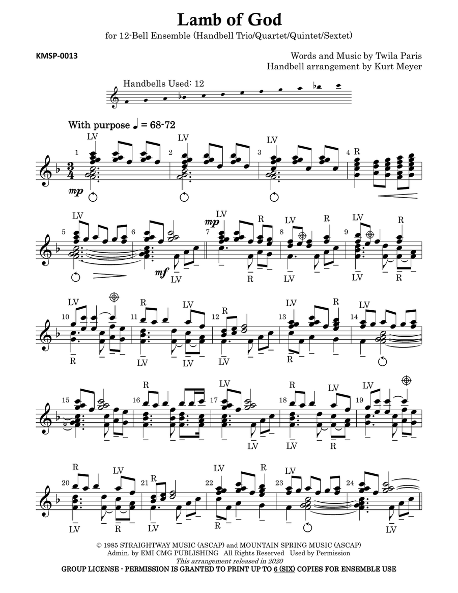 Lamb Of God Handbell Choir scores gallery preview page 2