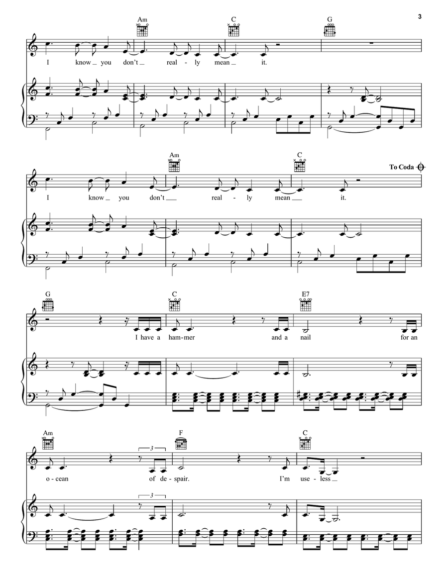 I Know You Don't Mean It I Know You Don't Mean It Piano, Vocal, Guitar scores gallery preview page 3