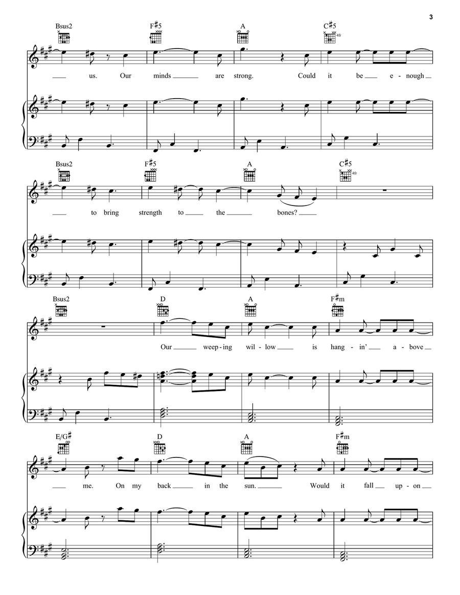 Willows Willows Piano, Vocal, Guitar scores gallery preview page 3