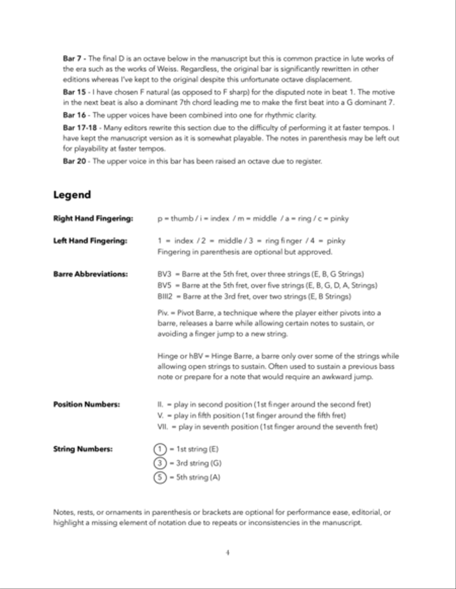 Lute Suite in E Minor BWV 996 by Bach for Guitar Lute scores gallery preview page 4