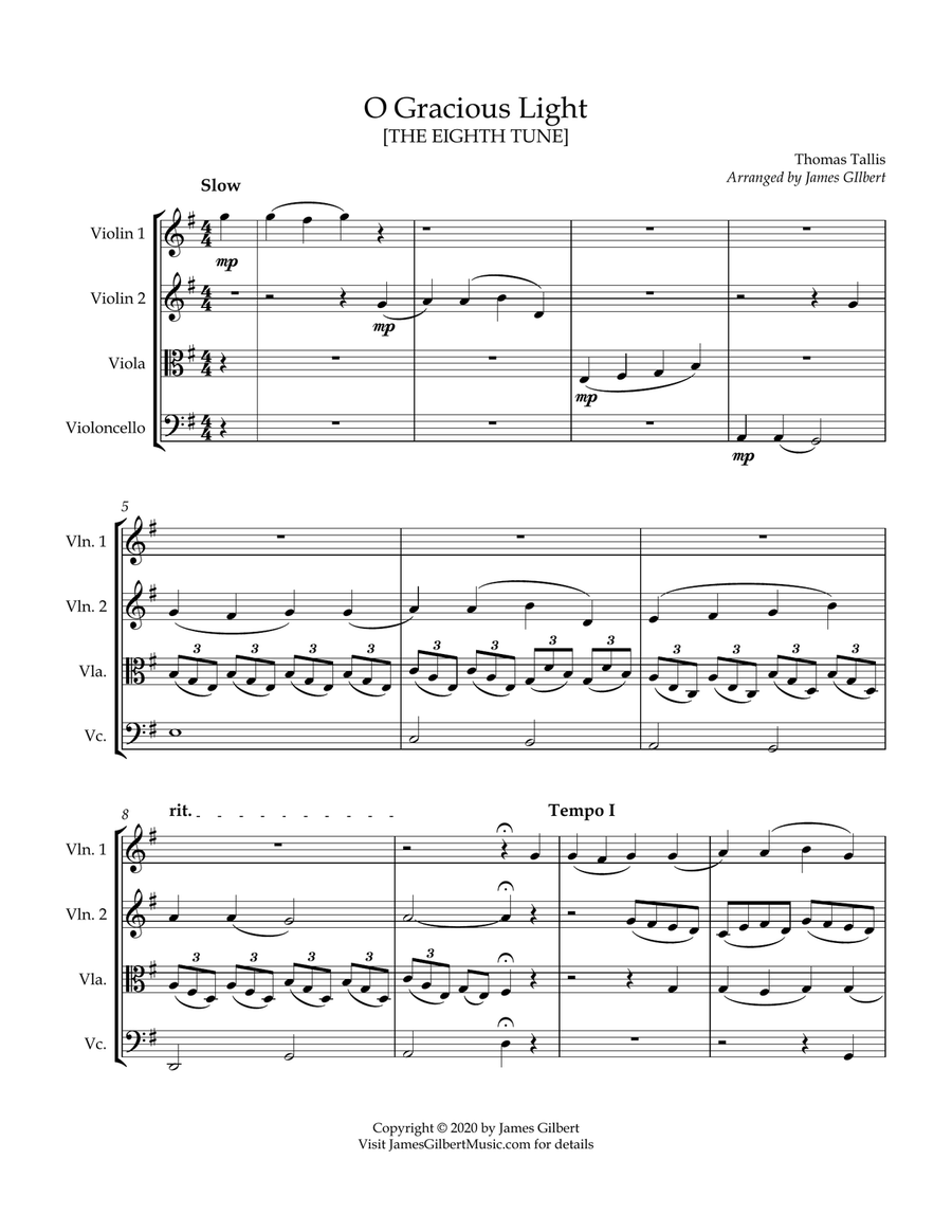 O Gracious Light by Thomas Tallis String Quartet - Digital Sheet Music page 3