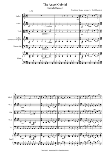 The Angel Gabriel for String Quartet