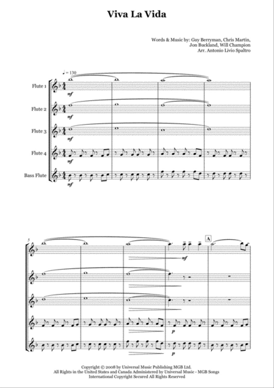 Viva La Vida Woodwind Ensemble scores gallery preview page 2