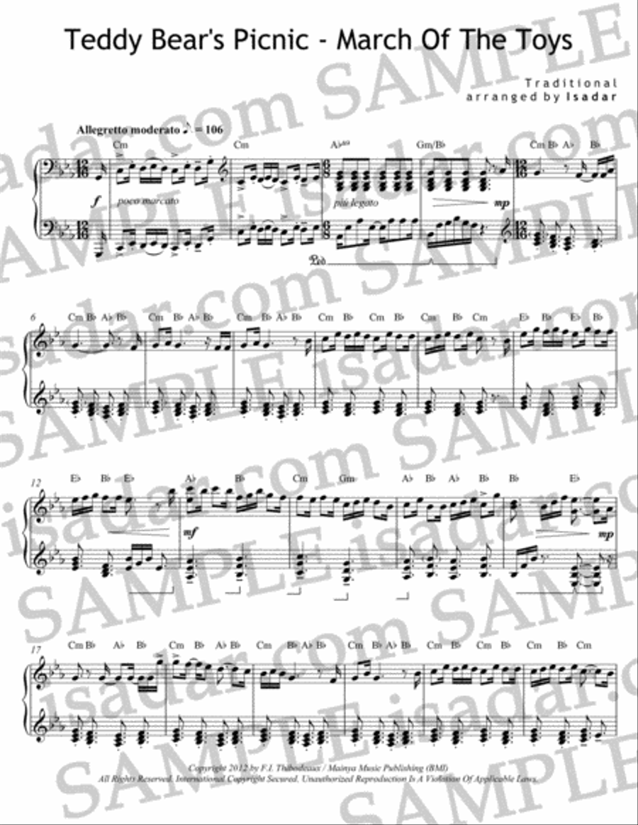 Teddy Bear's Picnic / March Of The Toys Piano Solo scores gallery preview page 3